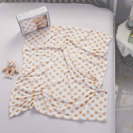 Baby plaid with a toy, size 90x120 cm, beige color-1