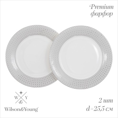 Plates Wy Eternal, D = 25.5 cm, dining, set 2 pcs, porcelain