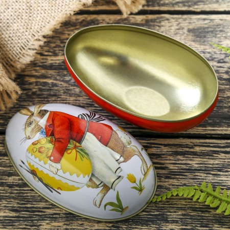 Casket Metal Egg "Rabbit with Egg" 11.3x6.7x6 cm-2