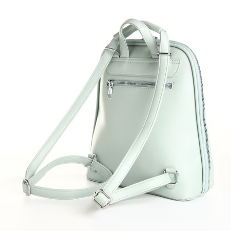 City backpack made of artificial leather with lightning, green color-3