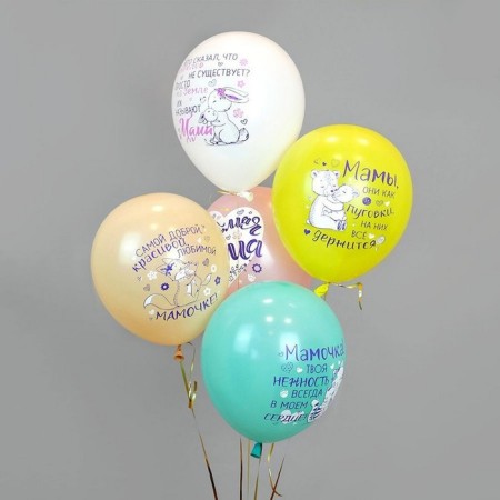 Shar Latex 12 “Mom!”, Pastel, 1-sided, set 25 pcs., Mix-2