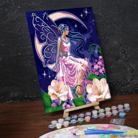 Lunar painting by numbers without a snap -in -law "Fairy", 30 x 40 cm-1