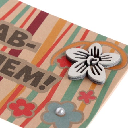 Money envelope "Congratulations!" Dec. element, stripes, flowers, 9x17 cm-2