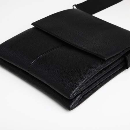 Male bag over the shoulder, Textura, external pocket, black color-4
