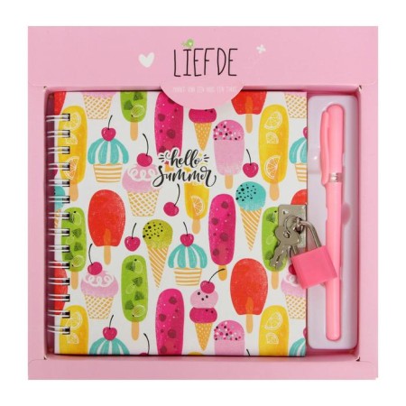 Notebook with a pen and a lock A5, a gift box, 45 sheets, in a ruler, on a crest, mix-1