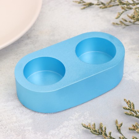 Gypsum Summary of Gypsum for two candles oval, 12x6x3cm, blue-1