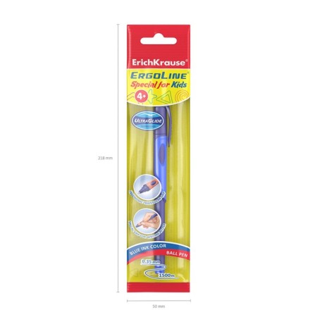 Ballic handle Erychkrause Ergoline Kids, first-grader, ergonomic holder, Soft-Touch body, 0.7 mm node, blue ink, mix, blister-12