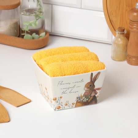 Set of towels Ethel "Rabbit with Flowers" 35x50 cm - 3 pcs, 100% HL, MARRU 340 g/m2-7