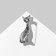 Brooch "Cat", white color in silver