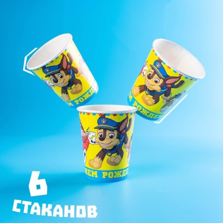 A set of paper utensils, on 6 people "Happy Birthday!", Puppy Patrol-4