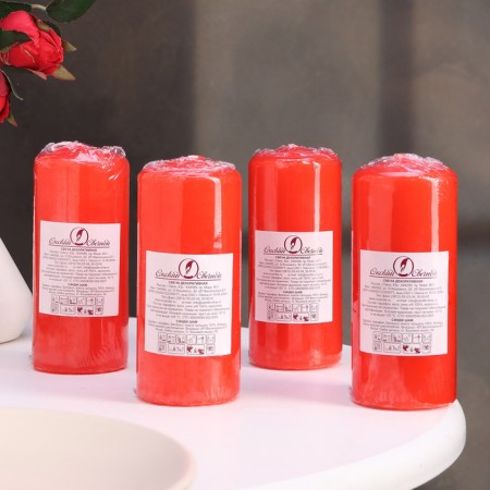 Candle cylinder, 5x11.5 cm, set 4 pcs, red-3