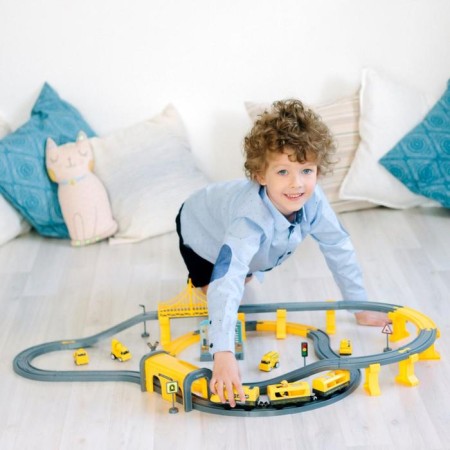 Railway for children "Construction venue", 92 items, on batteries with sound-7