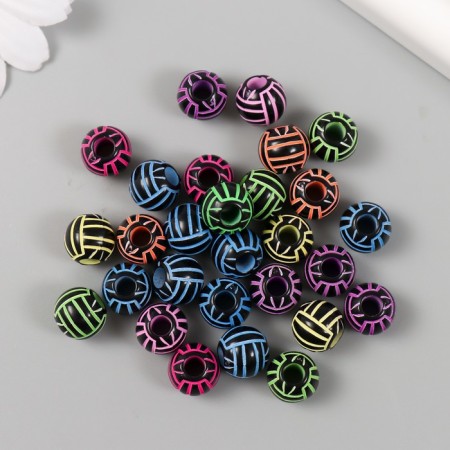 Beads for creativity plastic "Neon strips on black" set of 20 g 1.1x1.1x1 cm