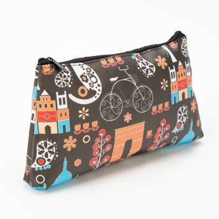 Lightning cosmetic bag, dark brown color