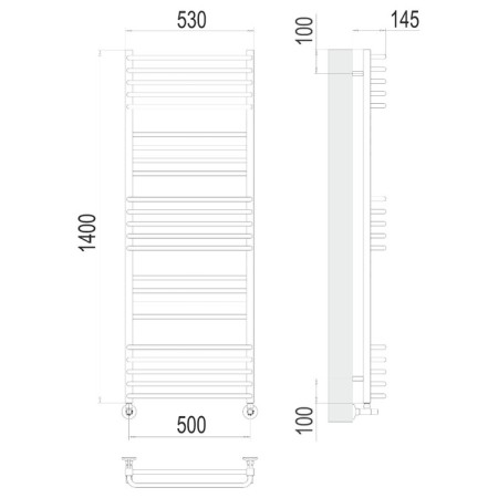 Water towel Terminus "Sorento" P23, 500x1400 mm, lower connection, chrome-1