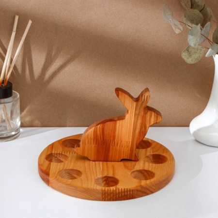 Easter set ADELICA, Menzhitsa Hare, Egg stand 8 cells, D = 20 × 1.8 cm, thermonaclemes 7 pcs, birch-4