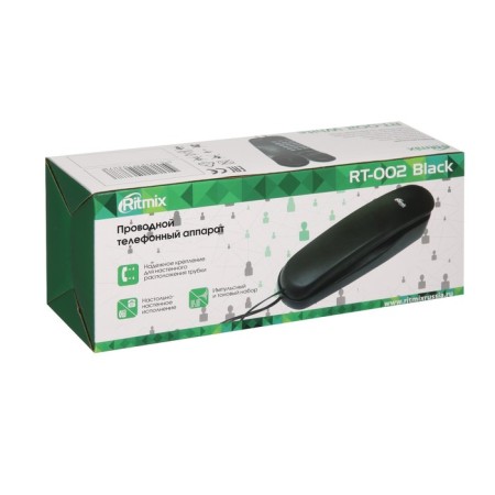 Wired phone Ritmix RT-002, pause, repeat, pulse set, black-4
