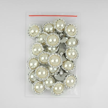 A button on the leg, with pearls, d = 20 mm, silver color-3