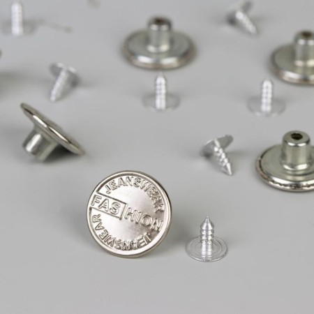 A set of denim buttons, 17 mm, 100 ± 5 pcs, silver color