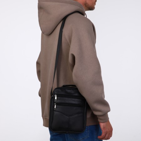 Male bag on lightning, long belt, black color-6