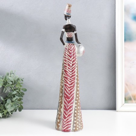 Souvenir Polystone "African with a jug in an outfit under the zebra" 45x13.8x10.5 cm-2
