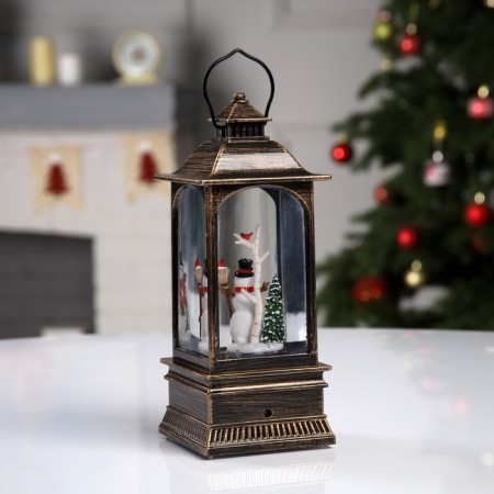 LED figure "Lantern with a snowman" 7.8 × 19.5 × 7.8 cm, plastic, AAX3 batteries (not in the kit), USB, glow warm white-2