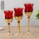 Glass candlestick set 3 pcs "glasses" height 18, 20, 22.5 cm red 22.5x7.8x7.8 cm
