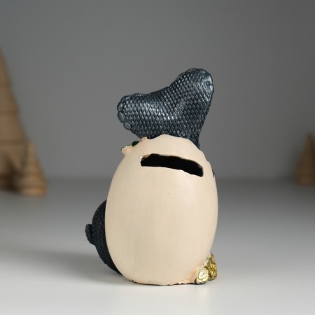 Piglite Polystone "Snake is dark with sunflower and coins" 7.2x6.5x11.2 cm-3