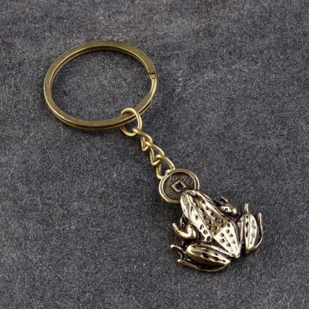 Souvenir-codes "Frog with a coin", brass, amber, 5x2x7 cm
