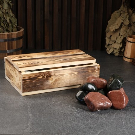 Bath stone "duet", "red-black", raspberry quartzite and olivin box 10 kg-5
