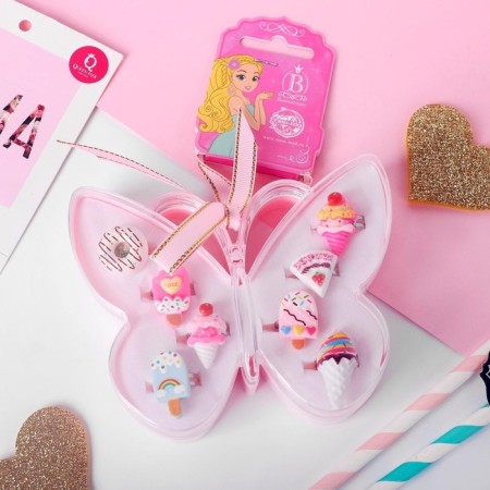 A set of children's rings "butterfly" sweets, shape mix, colored-3