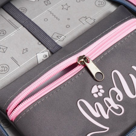 Penal 1 section 140 x 210 x 40 mm, folding pocket and cosmetic bag, fabric, calligrata top content "cat"-6
