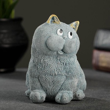 Figure "Cat sits" gray-blue, 10x9x11cm-4