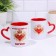 Sublimation mug "Goddess", with a curly handle, the bottom of the red color