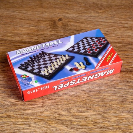 Board game 3 in 1 "Call": backgammon, chess, checkers, magnetic board 19 x 19 cm-9