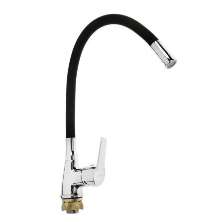 Accoona A4890F-5 kitchen mixer, single-leaf, flexible spout, black/chromium-1