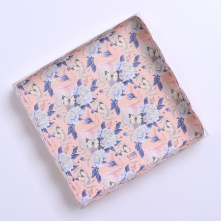 Cookie box, confectionery packaging with PVC lid, “live a dream”, 18 x 18 x 3 cm-4