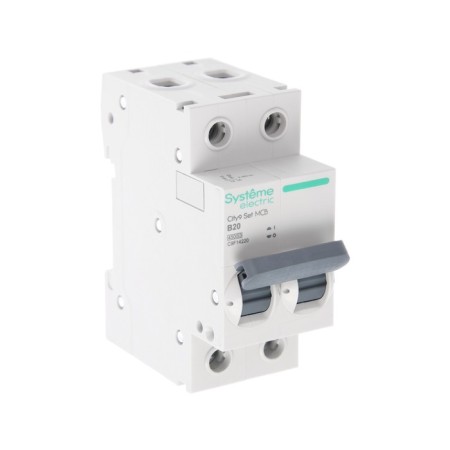 The circuit breaker SE CITY9 SET, B, 20 A, 2P, 4.5 KA, 230 V-1