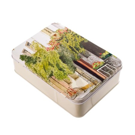 Casket metal rectangular "House with greens" 5.5x13.8x19.4 cm-2
