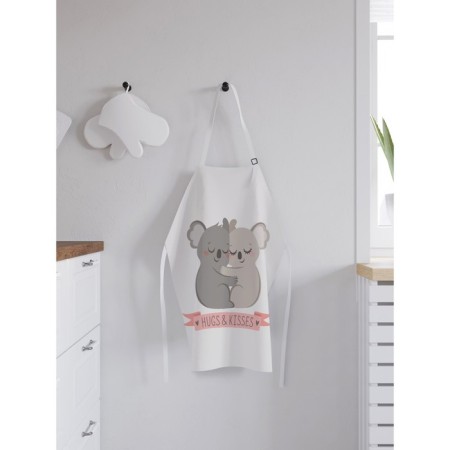 Apron kitchen with a photo print "Hug and kisses", adjustable, size OS-1