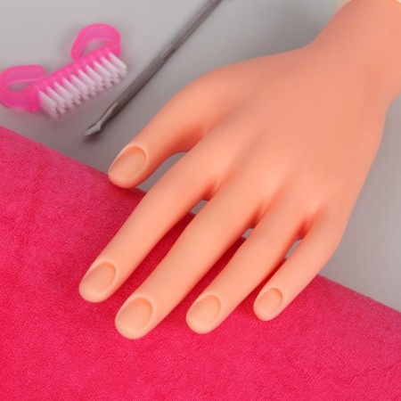 Training hand for manicure, with bending fingers, in a cardboard box, beige color-9