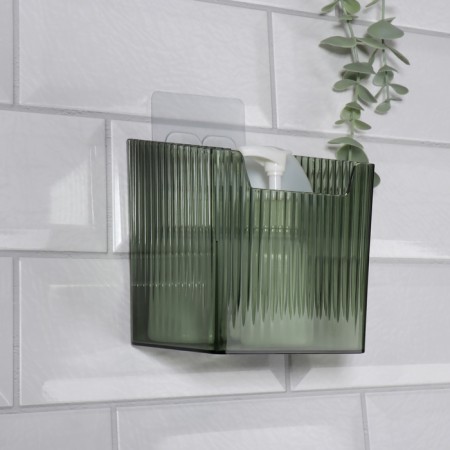 Organizer for storage "Green", hinged, 1 section, with an adhesive base, 11.5 × 8 × 11 cm, translucent/green color-1