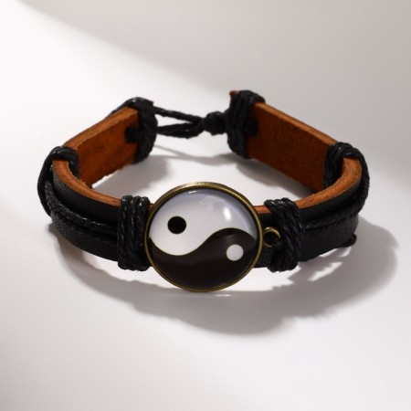 Bracelet "New Day" yin-yang, black-brown color, 6 cm-1