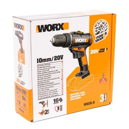 Drill-shuruvumvelabilating Worx WX101.9, 20 V, 30 Nm, Li-Ion, without Zo and AKB-7