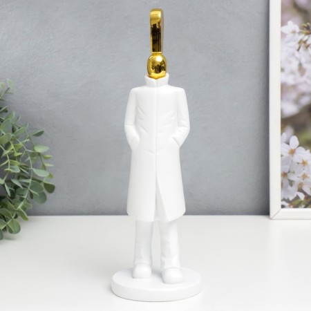 Polystone souvenir "Man - exclamation mark" White with gold 33x10x10 cm-4