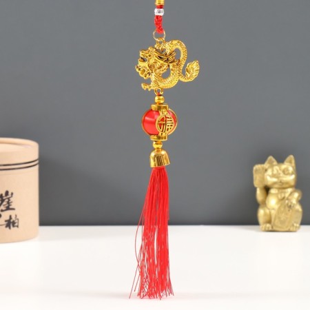 Plastic suspension, textiles "Golden Dragon and Chinese flashlight" 3x5.7x37 cm-2