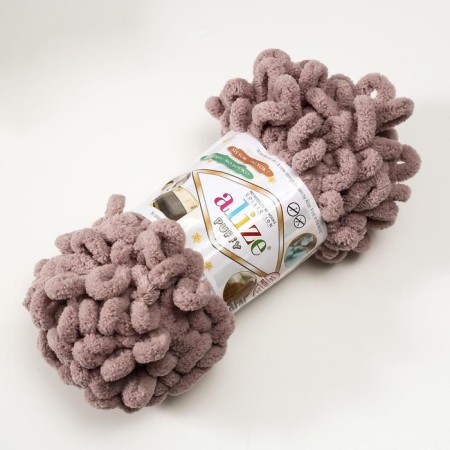 Yarn "Puffy" 100 % micropoliester 9m/100g (268 gray-beige)-1