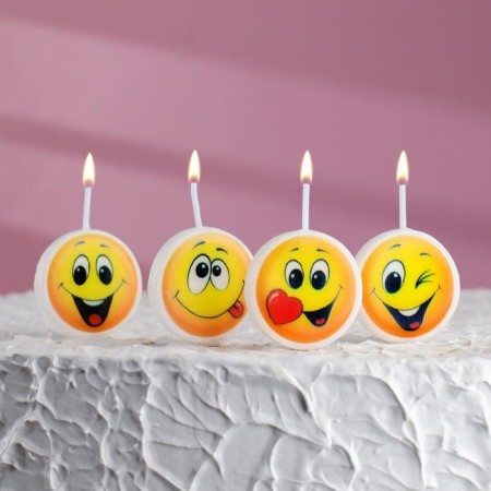 Candles in the cake on skewers "Smiley", 2.6 cm, 25 grams, set 4 pcs