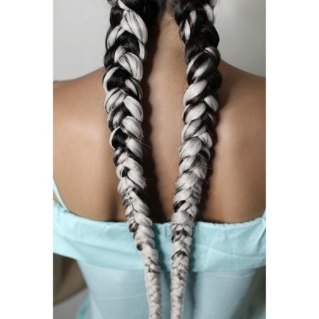 Zumba Kanecalon is monophonic, corrugated, 60 cm, 100 g, white color (#ay9)-5