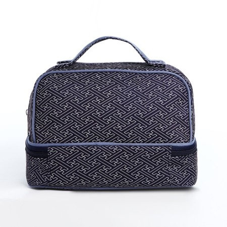 Cosmetic bag, 2 parts on zippers, blue color-1